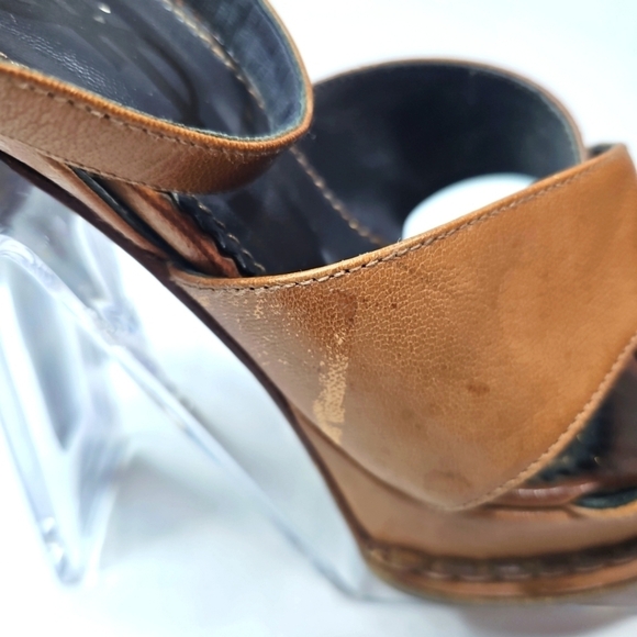 Yves Saint Laurent YSL Women's Brown Leather Sandals Size 35 - Picture 6 of 9